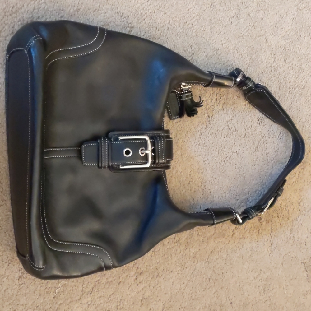 Black Leather Coach Hobo Purse